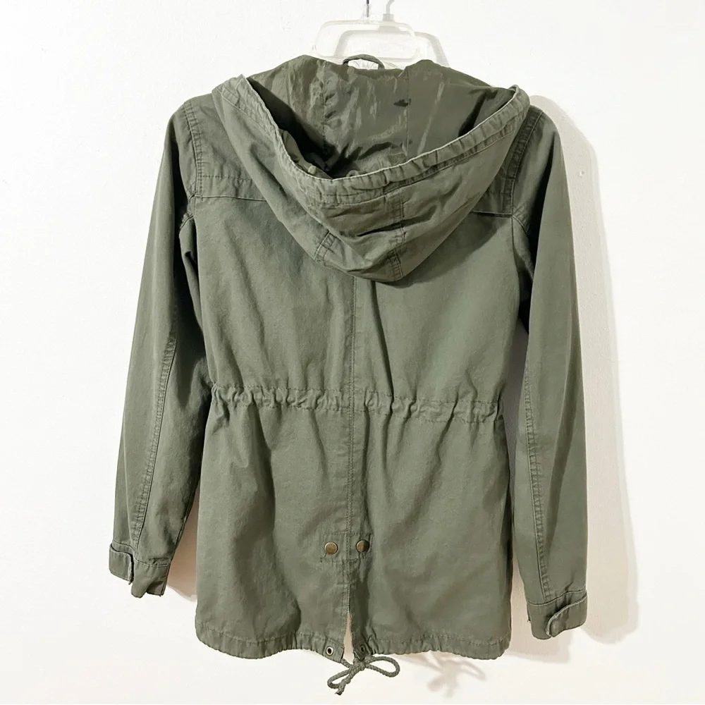 Ambiance Outerwear Cotton Army Green Field Utility Cargo Military Hooded Jacket